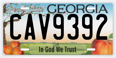 GA license plate CAV9392