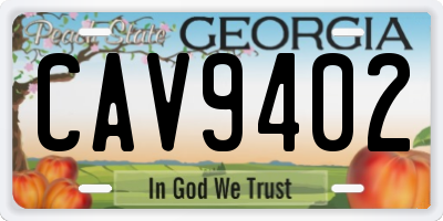 GA license plate CAV9402