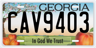 GA license plate CAV9403