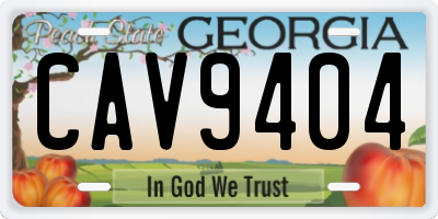 GA license plate CAV9404