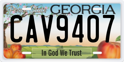 GA license plate CAV9407