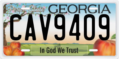 GA license plate CAV9409