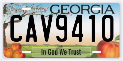 GA license plate CAV9410