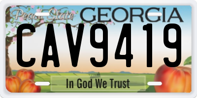 GA license plate CAV9419