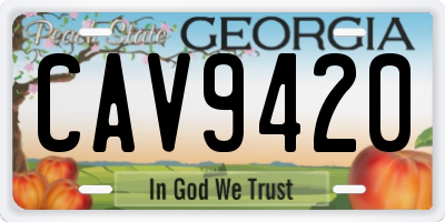 GA license plate CAV9420