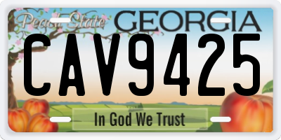 GA license plate CAV9425
