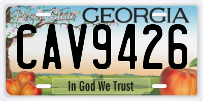 GA license plate CAV9426