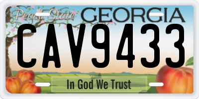 GA license plate CAV9433