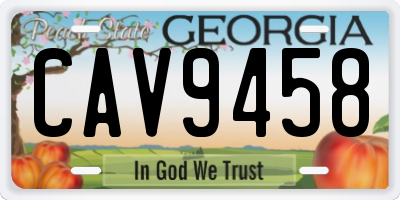 GA license plate CAV9458