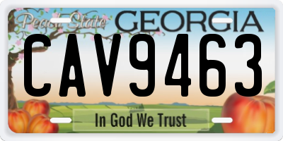 GA license plate CAV9463
