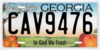 GA license plate CAV9476