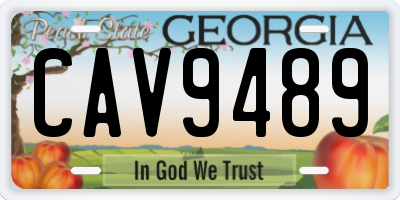 GA license plate CAV9489