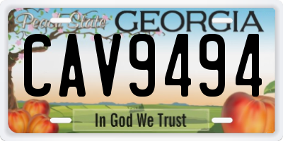 GA license plate CAV9494