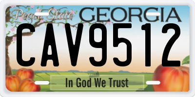 GA license plate CAV9512