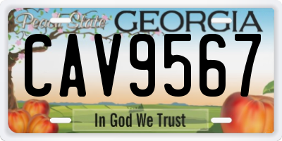 GA license plate CAV9567