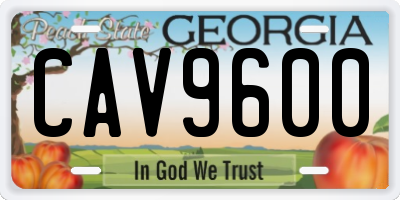 GA license plate CAV9600