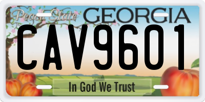 GA license plate CAV9601