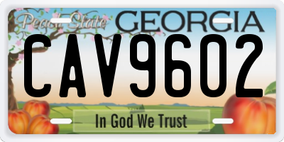 GA license plate CAV9602