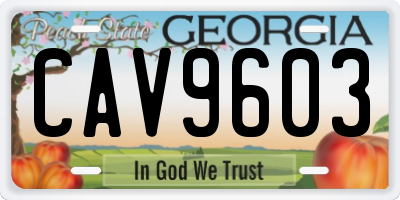 GA license plate CAV9603