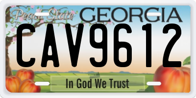 GA license plate CAV9612