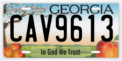 GA license plate CAV9613