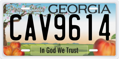GA license plate CAV9614
