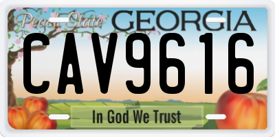 GA license plate CAV9616