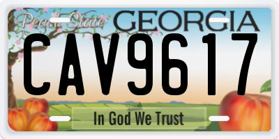 GA license plate CAV9617