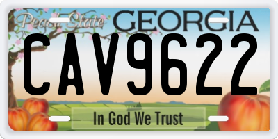 GA license plate CAV9622