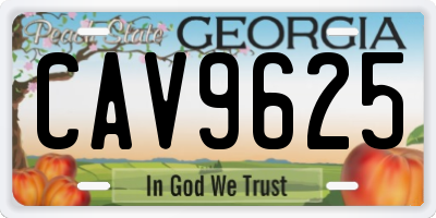 GA license plate CAV9625