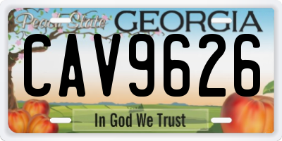 GA license plate CAV9626