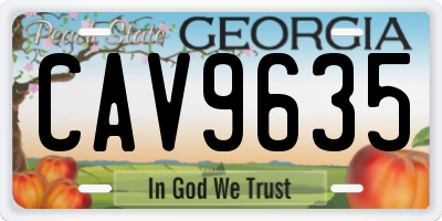 GA license plate CAV9635