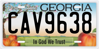GA license plate CAV9638