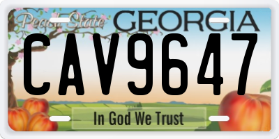 GA license plate CAV9647