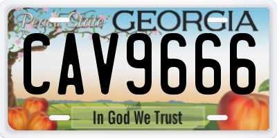 GA license plate CAV9666