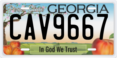 GA license plate CAV9667