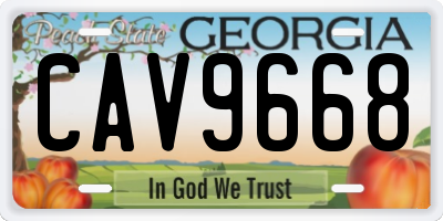 GA license plate CAV9668