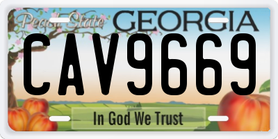 GA license plate CAV9669