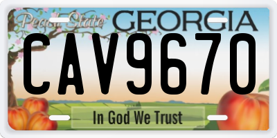 GA license plate CAV9670