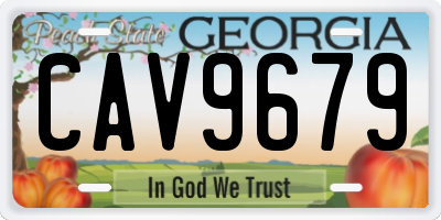 GA license plate CAV9679