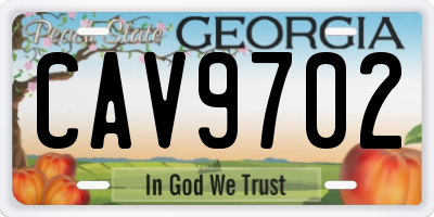 GA license plate CAV9702