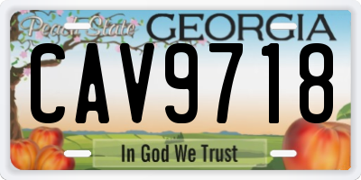 GA license plate CAV9718