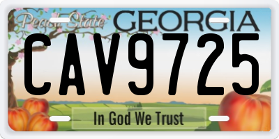 GA license plate CAV9725