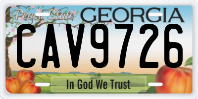 GA license plate CAV9726