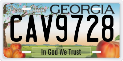 GA license plate CAV9728