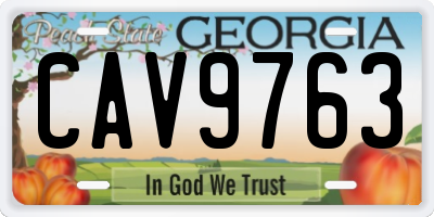 GA license plate CAV9763