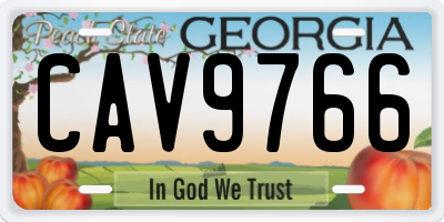 GA license plate CAV9766