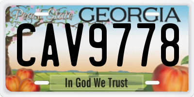 GA license plate CAV9778
