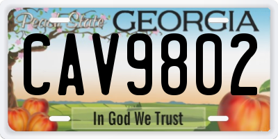 GA license plate CAV9802