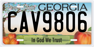 GA license plate CAV9806